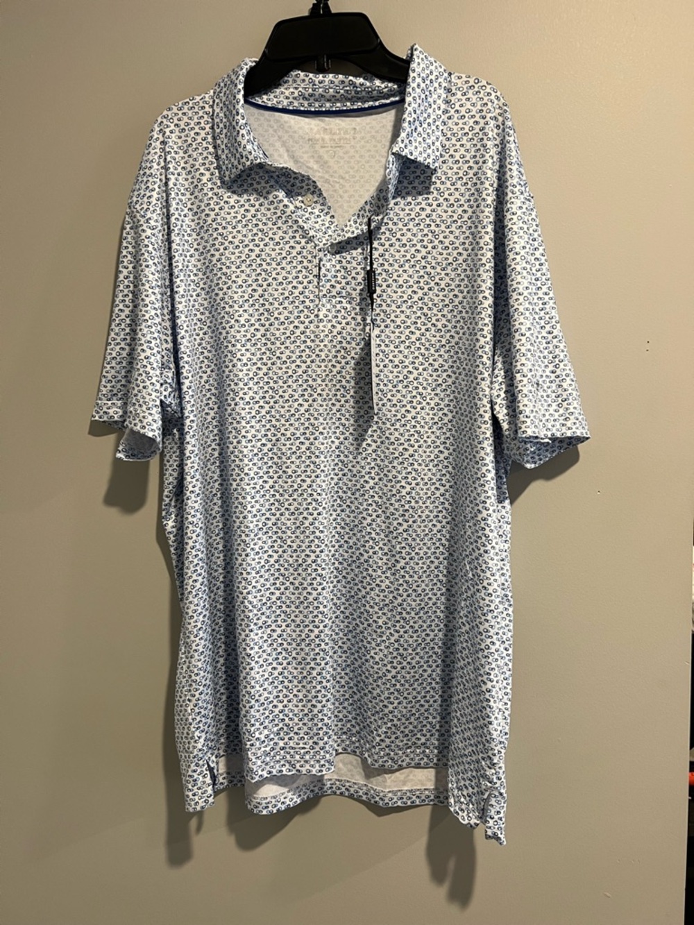 Men's Light Blue Micro-Print Polo Shirt